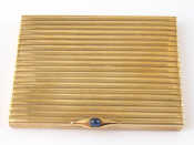 Appraisal: Cartier A carat gold case with cabochon sapphire thumb piece