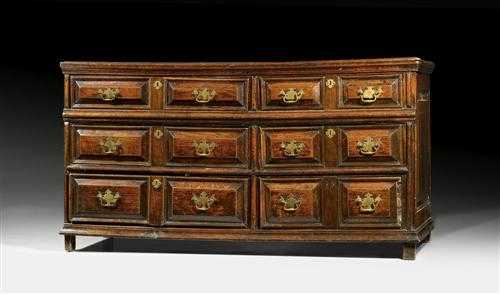 Appraisal: QUEEN ANNE OAK SIDEBOARD England th century With drawers at