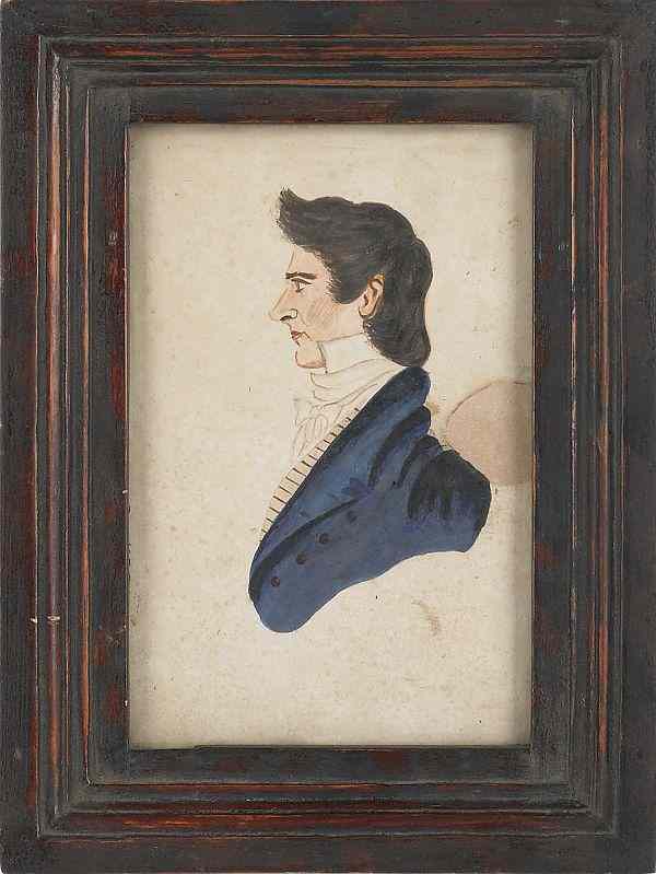 Appraisal: Watercolor profile portrait of a gentleman early th c x