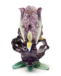 Appraisal: Attributed to Massier Majolica Iris Vase Attributed to Massier French