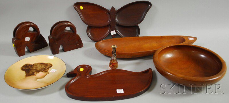 Appraisal: Group of Miscellaneous Decorative Items four carved mahogany trays bowls