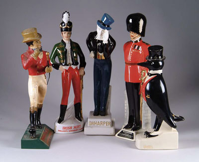 Appraisal: LOT OF FIVE BAR BACK DISPLAYS Includes ceramic figural displays