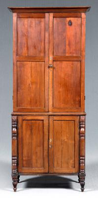 Appraisal: Walnut step back cupboard one piece construction with molded cornice