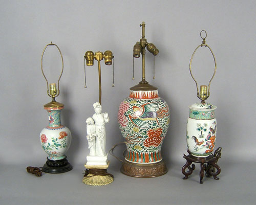 Appraisal: Four contemporary Chinese porcelain lamps