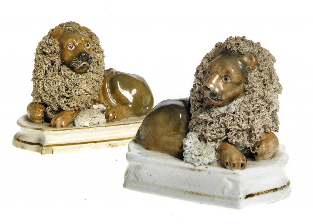 Appraisal: TWO LLOYD OF SHELTON PORCELAIN GROUPS OF A LION AND