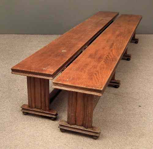 Appraisal: A pair of Victorian oak benches in the ''Pugin'' style