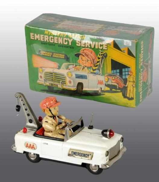 Appraisal: Tin Emergency Service Truck Battery-Op Toy Description Japanese Working Scarce