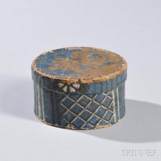 Appraisal: Round Wallpaper Box Pennsylvania c blue with white and black