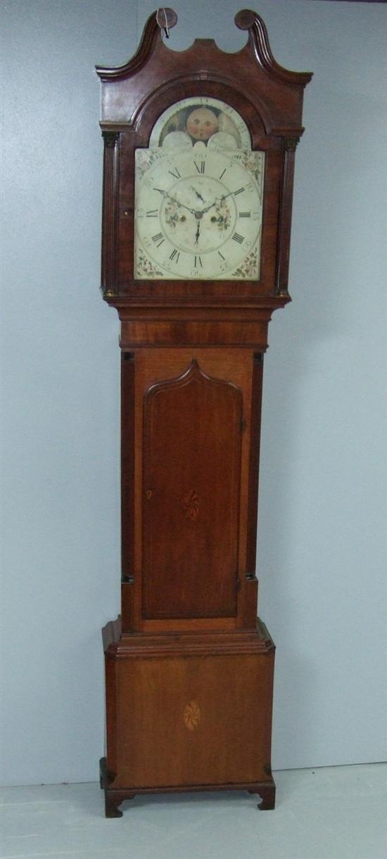 Appraisal: th century mahogany and marquetry inlaid long case clock by