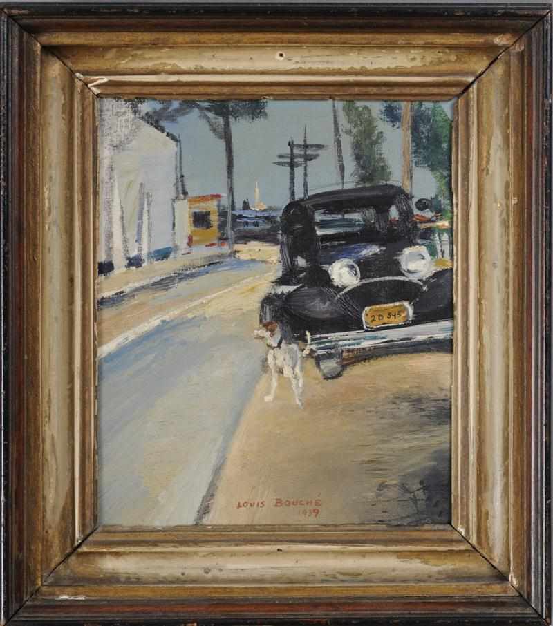 Appraisal: LOUIS BOUCH - STREET SCENE Oil on masonite signed and