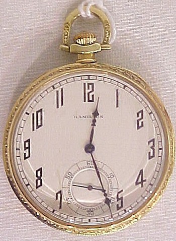 Appraisal: Hamilton size open face K gold jewel watch adjustable positions