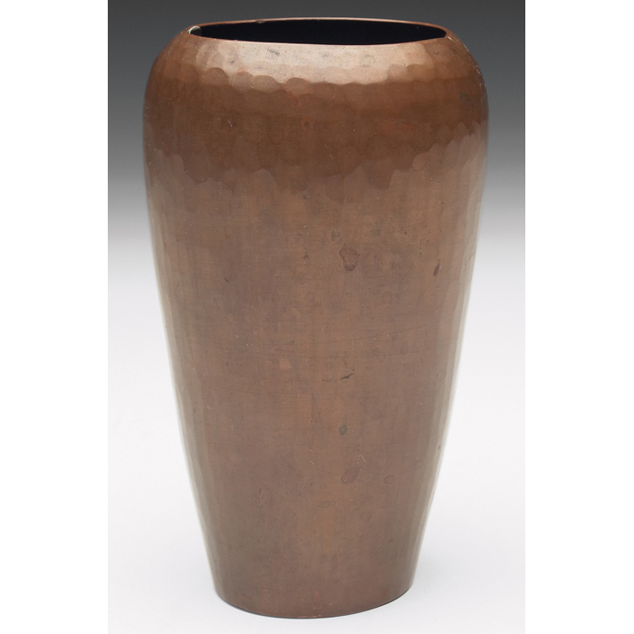 Appraisal: Roycroft vase tapered shape hammered copper original patina impressed mark