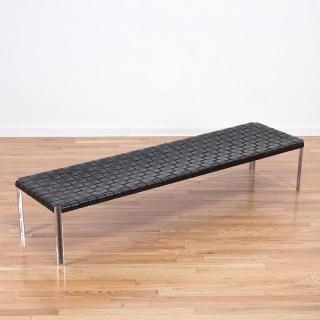 Appraisal: Littell for Gratz Industries woven leather bench Littell for Gratz