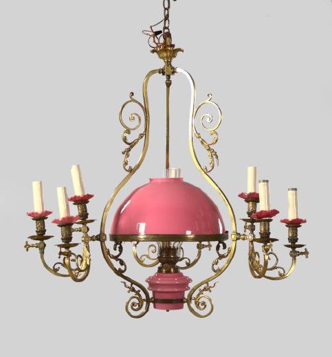 Appraisal: Large French Cast-Brass Ten-Light Gas and Oil Chandelier fourth quarter