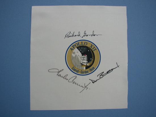 Appraisal: Apollo XII Crew Signed Beta Cloth A nine inch square