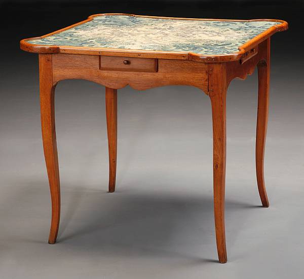 Appraisal: A Louis XV needlework mounted oak and walnut games table