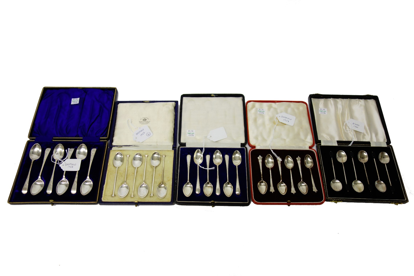 Appraisal: Five sets of six silver coffee spoons comprising Sheffield Sheffield