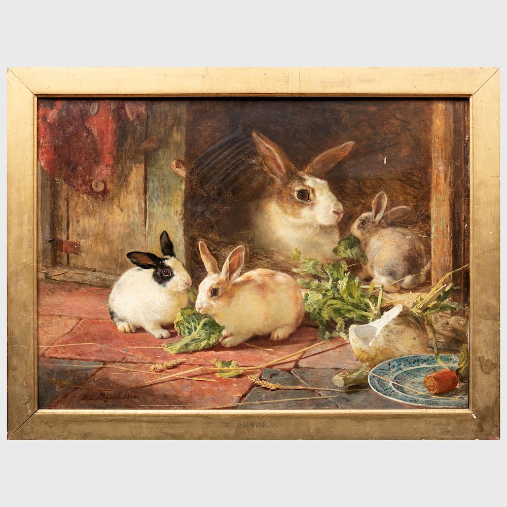 Appraisal: Robert Physick - Rabbits Robert Physick - Rabbits Oil on