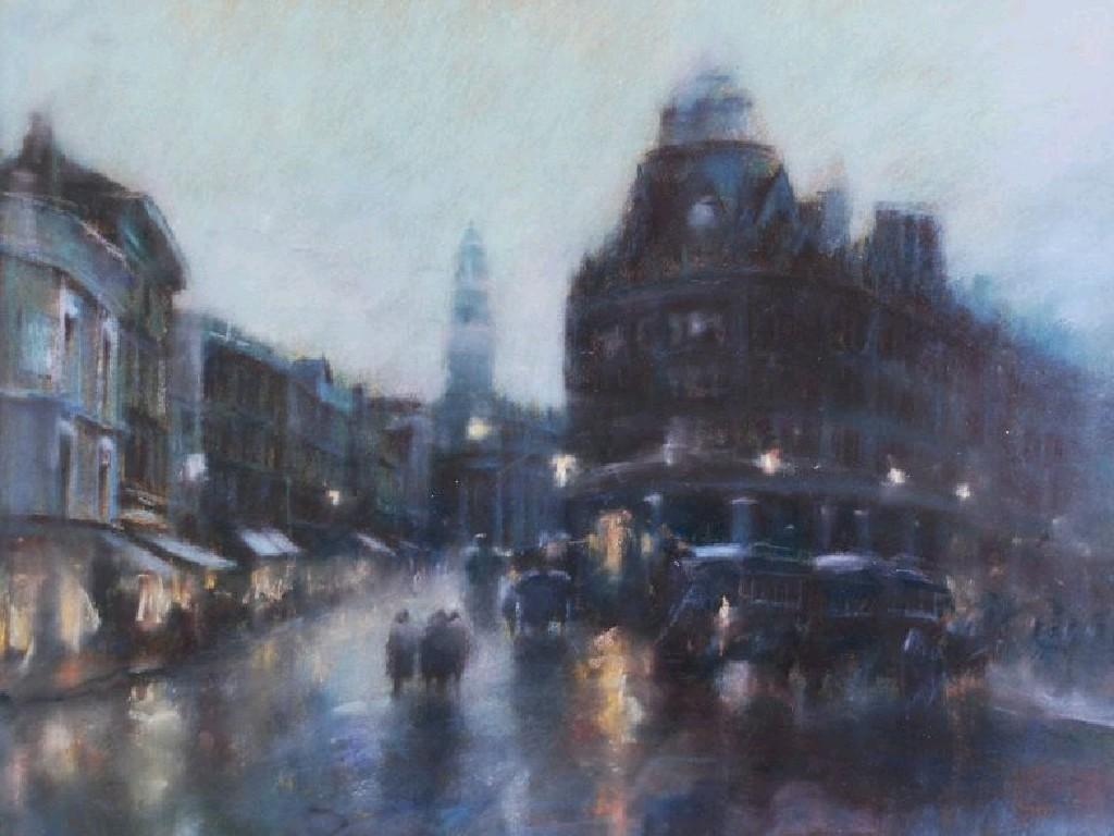 Appraisal: MARC GRIMSHAW b PASTEL DRAWING Victorian Manchester sceneOxford Road x