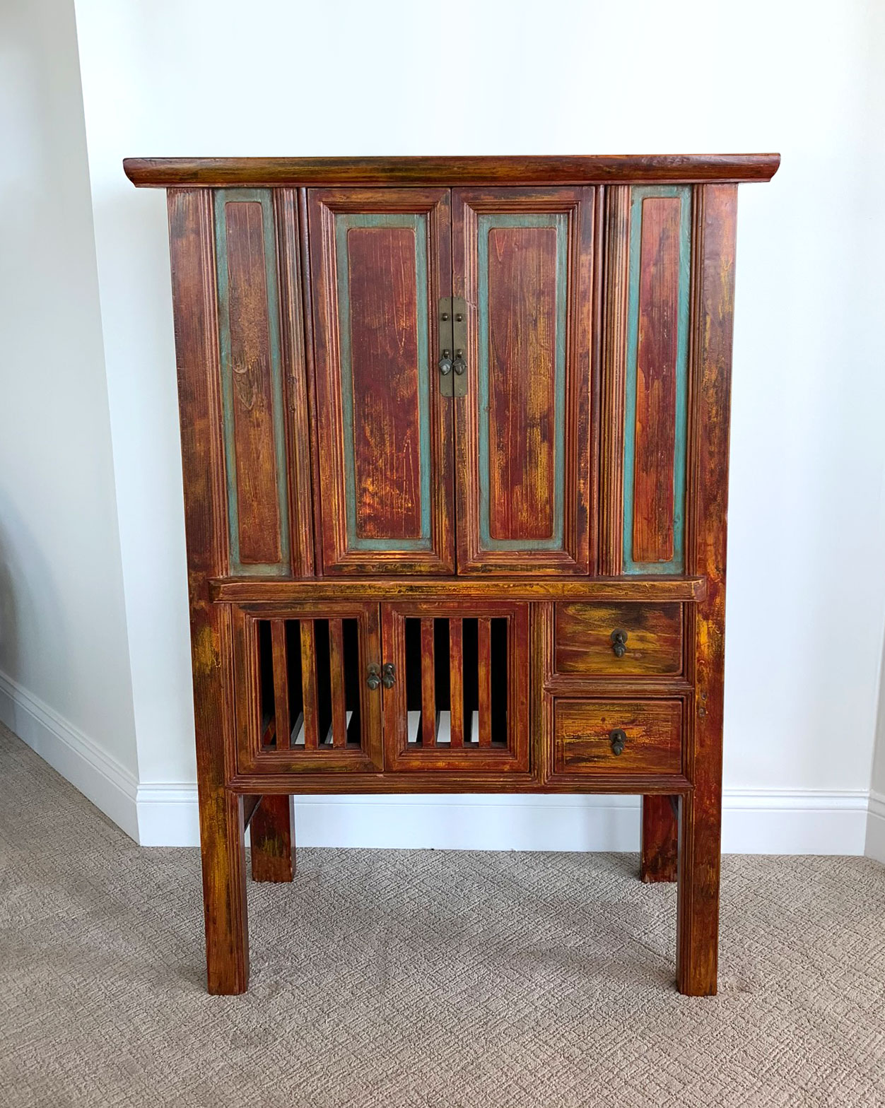 Appraisal: TH CENTURY CHINESE CABINET Chinese Elm wood cabinet with an