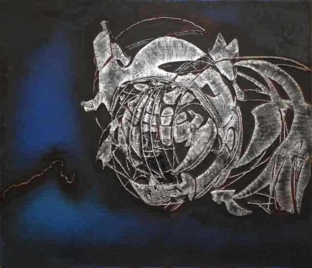 Appraisal: TOBEY Alton Mixed Media Canvas ''Sky Tiger Red''or '' I