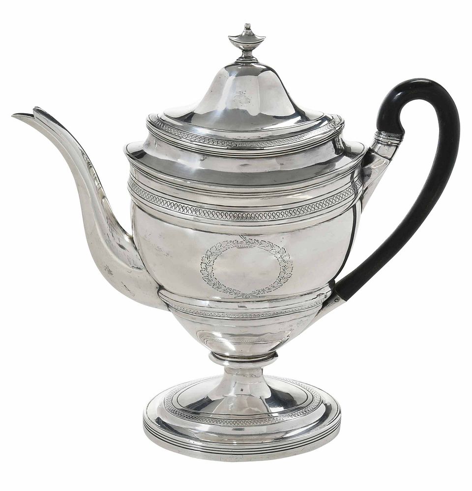 Appraisal: George III English Silver Teapot London urn form and finial