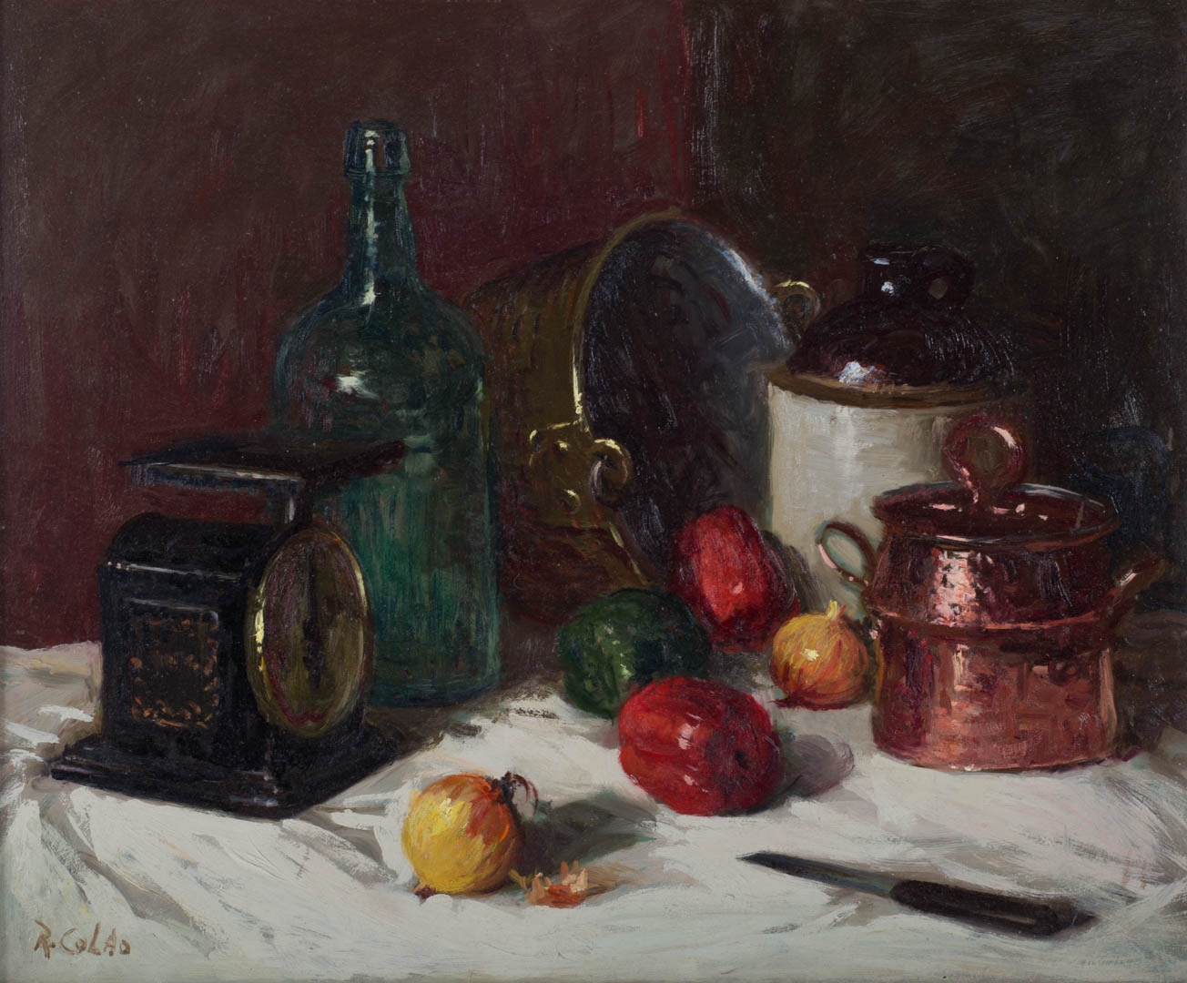 Appraisal: Rudolph Colao Still Life oil on masonite American - Signed