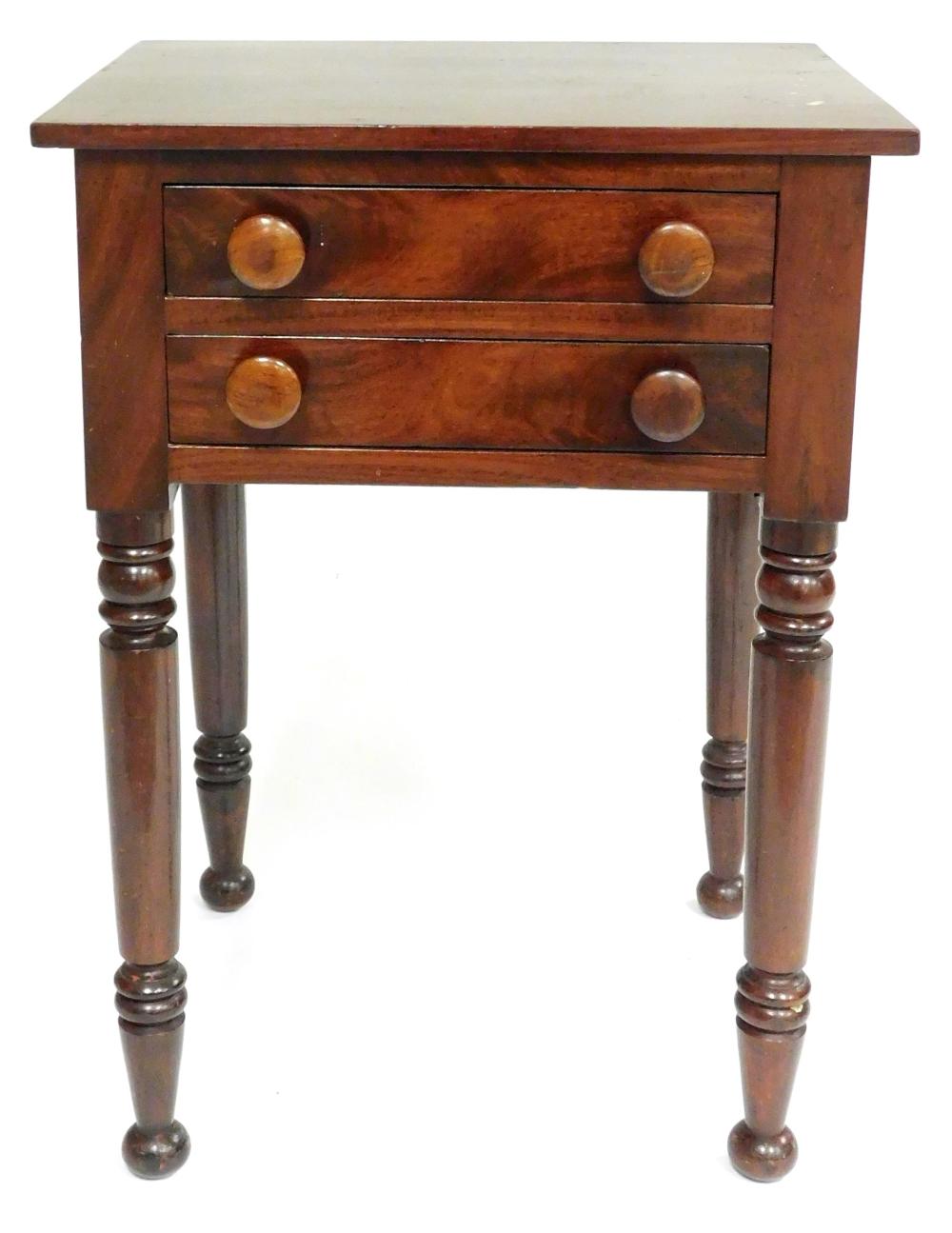 Appraisal: Two drawer stand American early th C turned and tapered