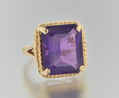 Appraisal: A Gold and Amethyst Ring k yellow gold mounting set