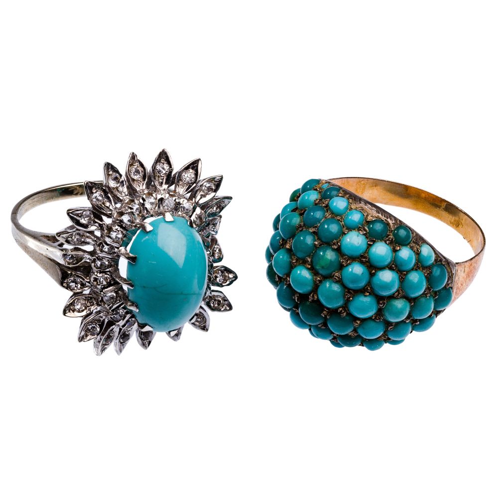 Appraisal: K GOLD AND PERSIAN TURQUOISE RINGS rings including white gold