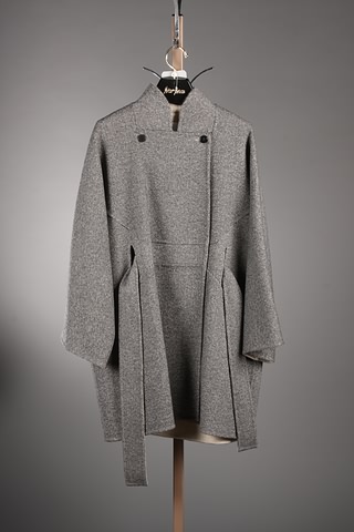 Appraisal: CHADO Cape-like wool tweed short coat with belt through front