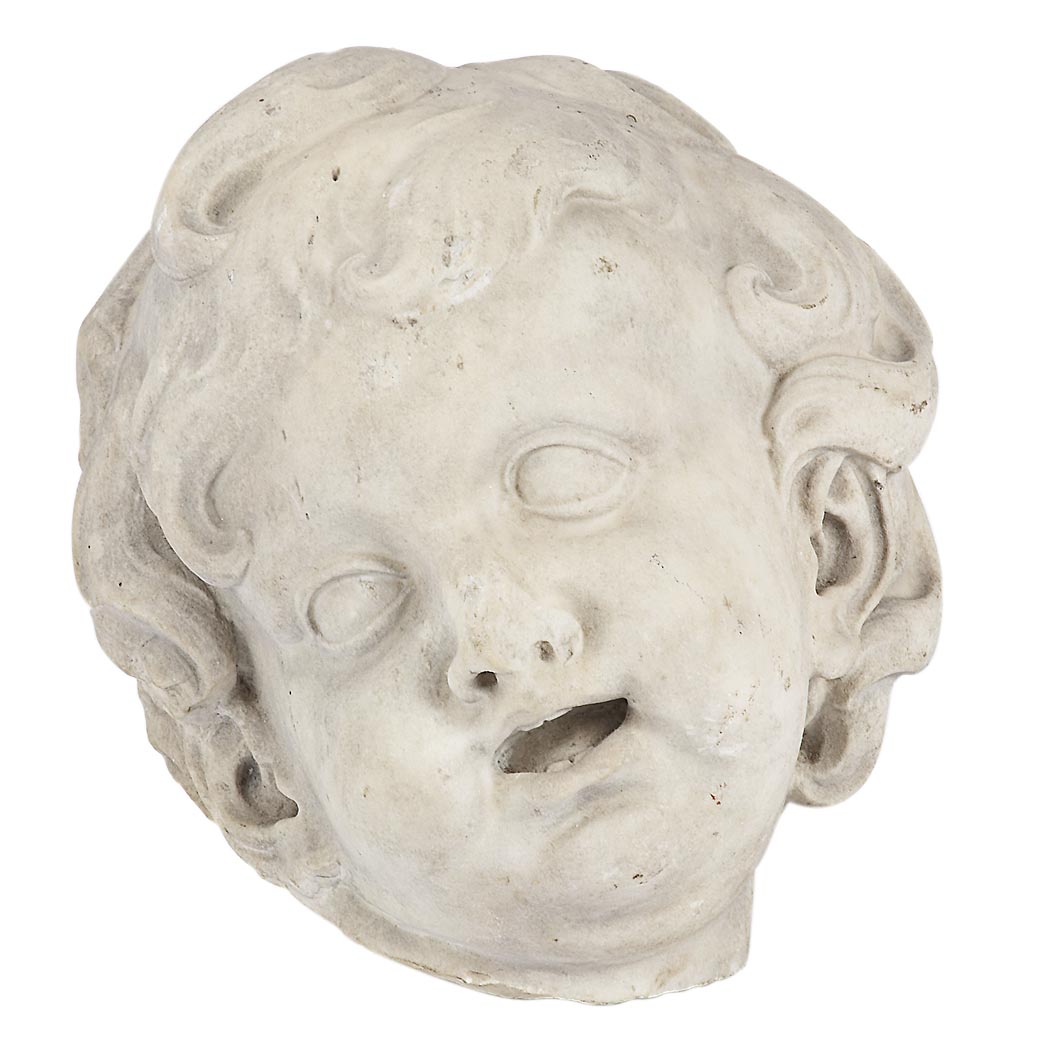 Appraisal: Italian Baroque Marble Head of a Putto th th Cengtury