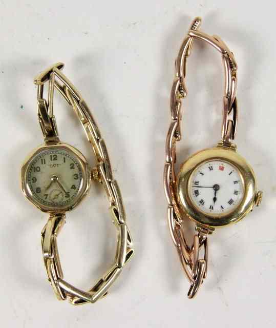 Appraisal: A lady s ct gold cased wristwatch the circular dial