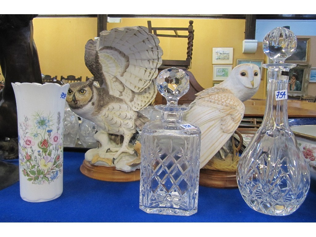 Appraisal: Two Franklin Mint sculptures 'Great Horned Owl' and 'Barn Owl'