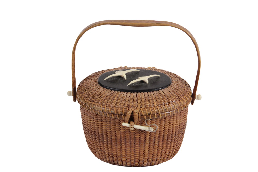 Appraisal: REYES NANTUCKET BASKET - Period Nantucket Lightship Basket Pocketbook with