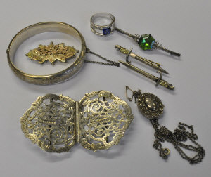 Appraisal: Various items of silver jewellery including pierced nurses buckle half-engraved