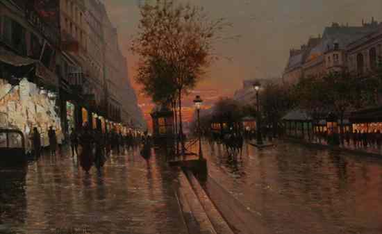 Appraisal: FAUSTO GIUSTO Italian - PARIS STREET SCENE AT END OF