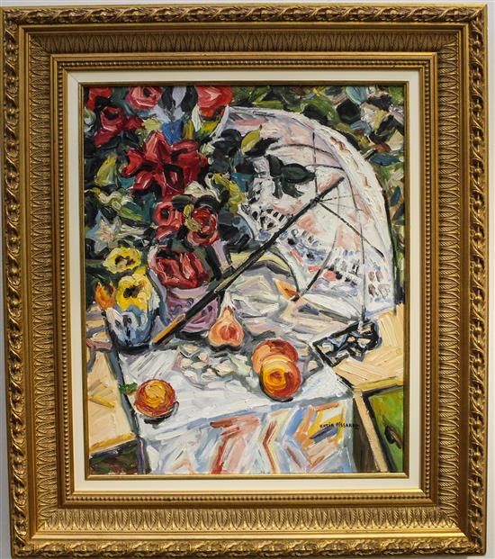 Appraisal: Sale Lot Katia Pissarro French - Nature morte a l'ombrelle