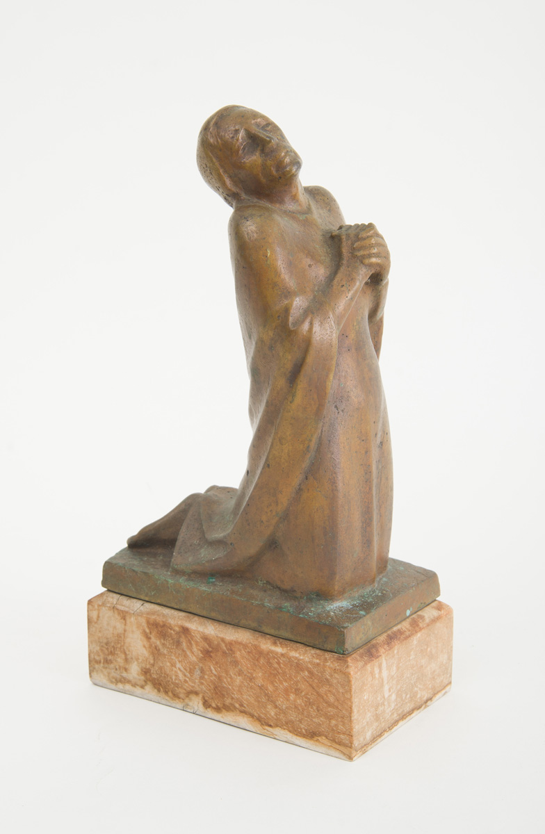 Appraisal: ATTRIBUTED TO ERNST BARLACH - KNEELING WOMAN Bronze maquette on