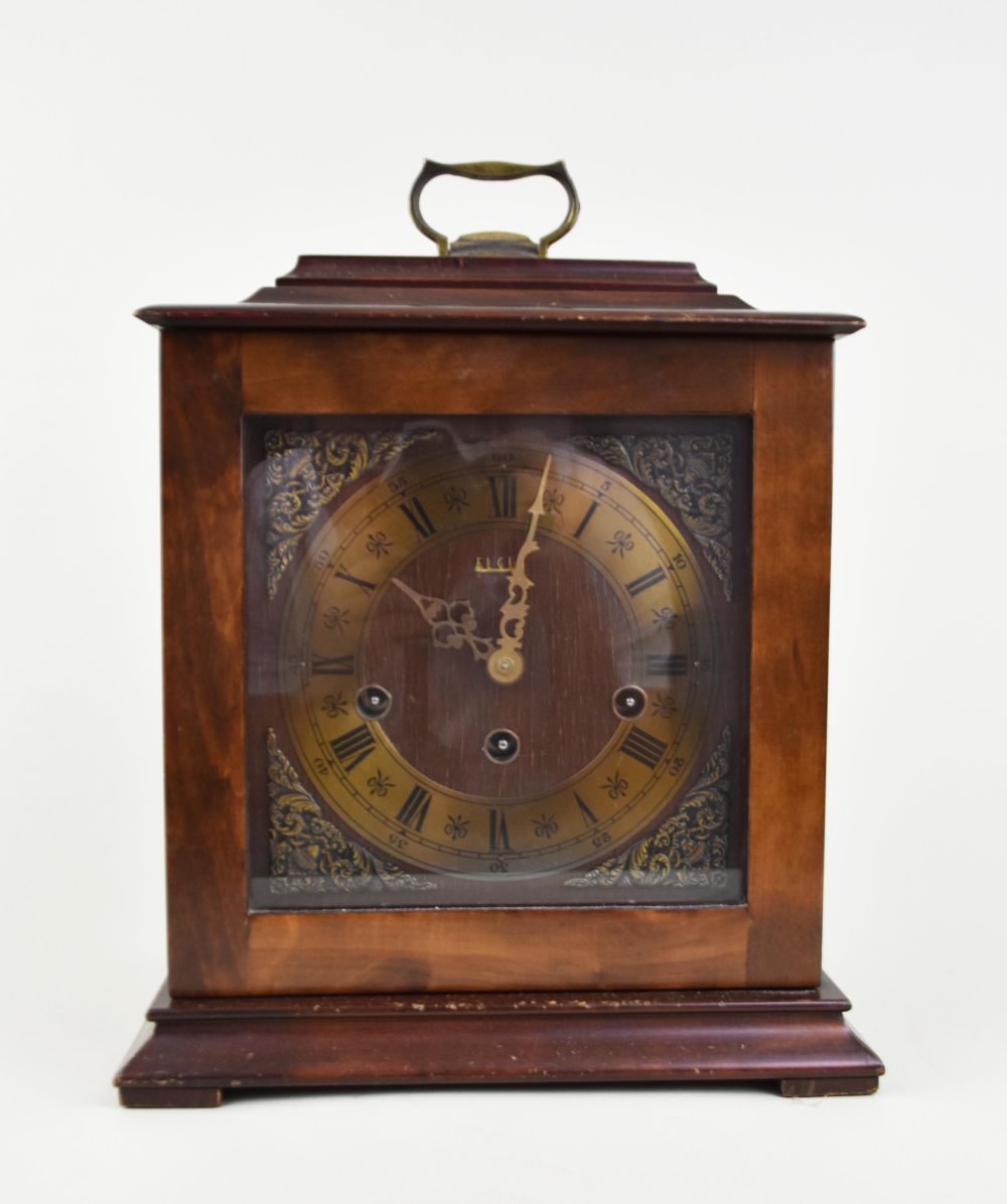 Appraisal: ENGLISH STYLE MAHOGANY CHIMING BRACKET CLOCKGerman made the dial marked