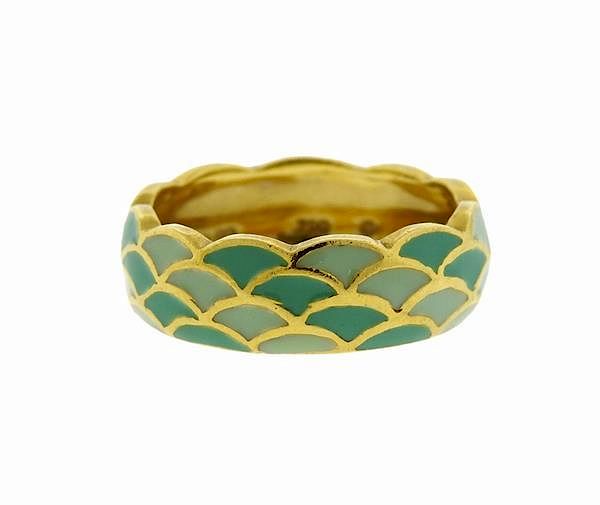 Appraisal: Hidalgo K Gold Enamel Scalloped Band Ring METAL K Gold