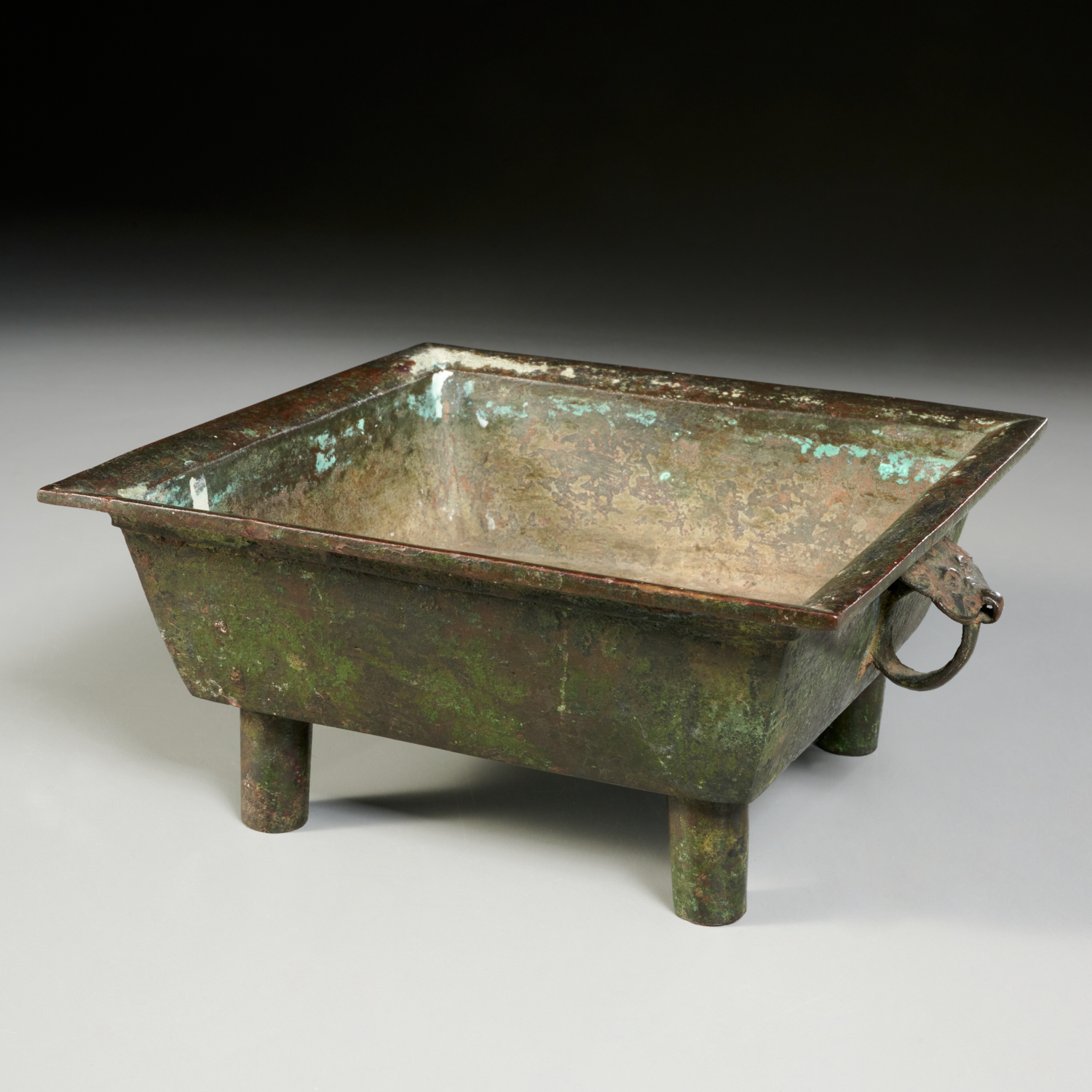 Appraisal: CHINESE BRONZE SQUARE CENSER Xuande Dynasty mark and possibly of