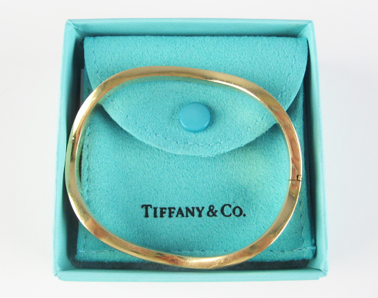 Appraisal: A Tiffany Gold HInged Bangle Bracelet K marked yellow gold