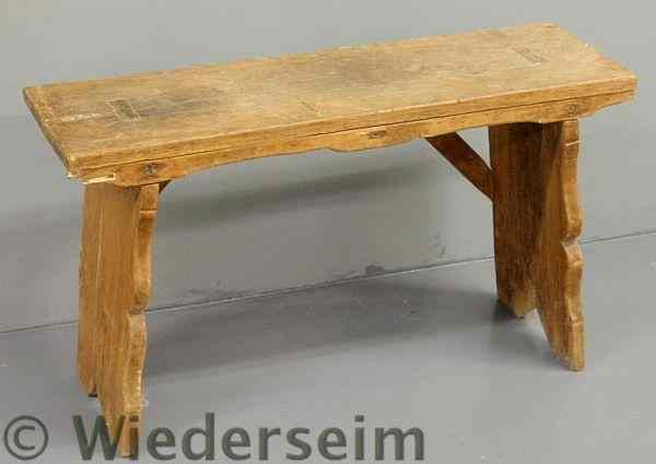 Appraisal: Primitive chestnut bench early th c with mortise and tenon