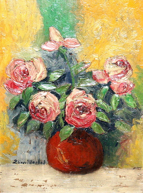 Appraisal: ELIS MACLET - 'Les Roses' signed oils on board x