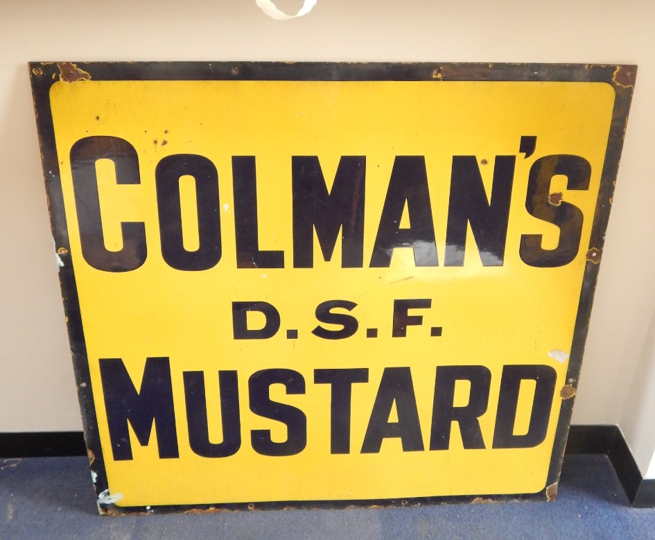 Appraisal: A Colmans DSF Mustard black and yellow enamel sign cm