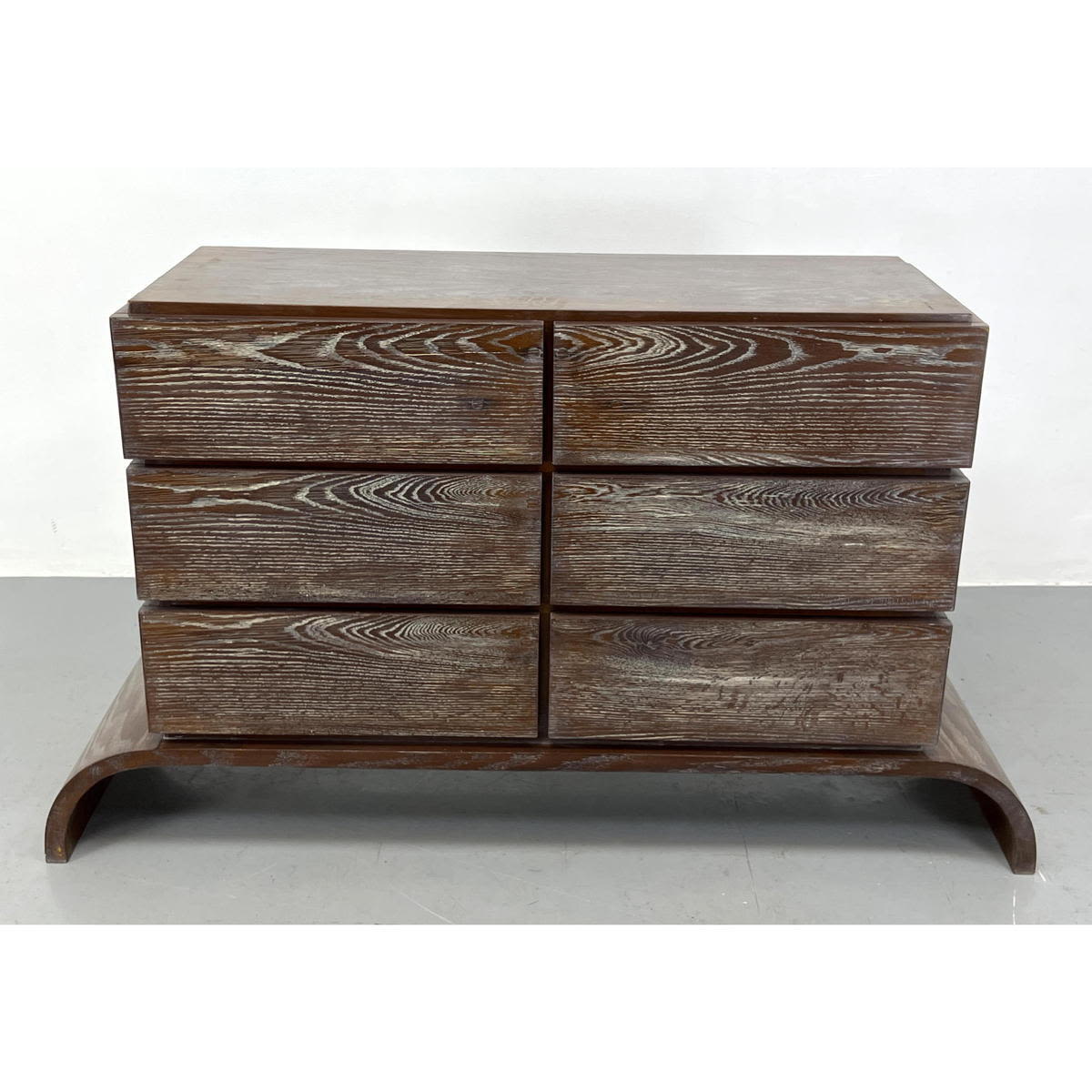 Appraisal: Paul Frankl style Limed Oak Low Dresser Chest Six Drawer