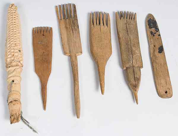 Appraisal: Navajo Carved Wooden Weaving Combs lot of including four combs