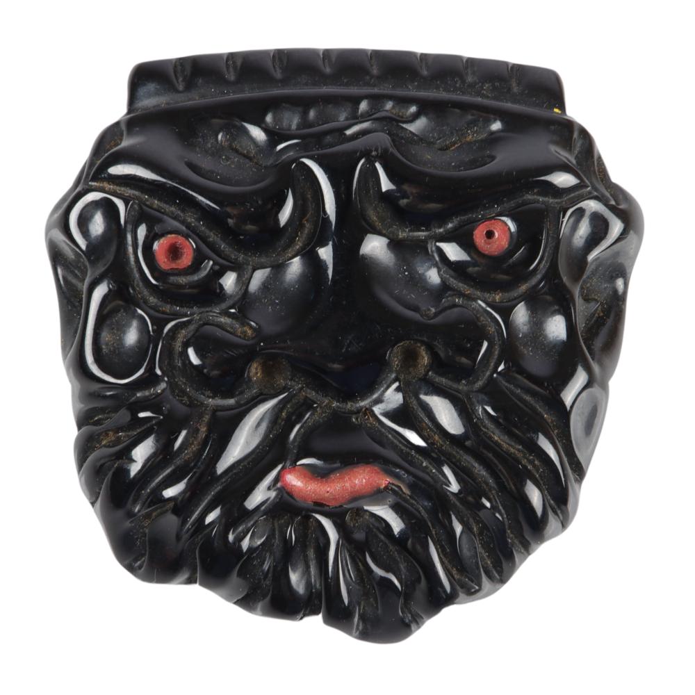 Appraisal: BLACK BAKELITE TIKI GOD HEAD PIN H X WBlack Bakelite