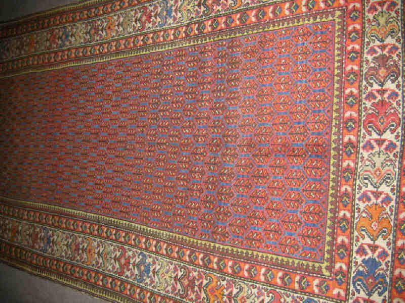 Appraisal: MALAYIR AREA RUG The salmon and grey field of allover